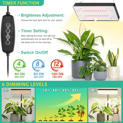 CheebaPet Desk Grow Lamp - 214 LEDs Full Spectrum Adjustable Height 10" - 26"